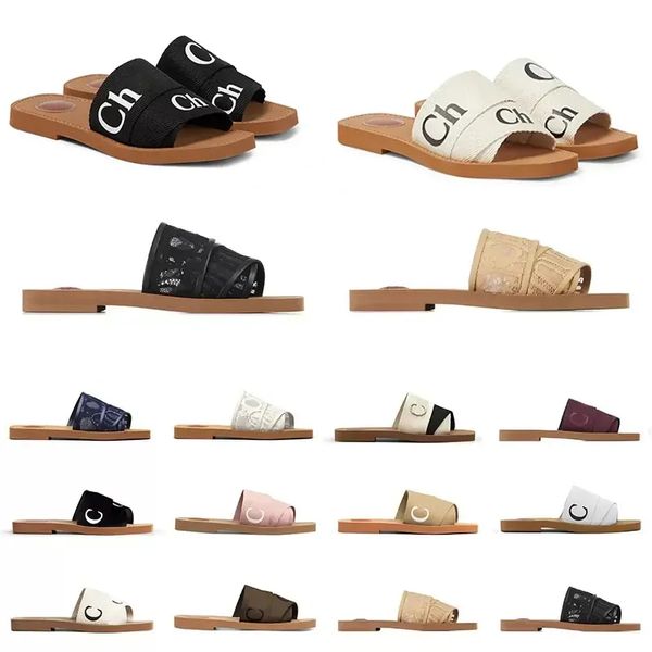 

slippers summer rubber sandals beach woody flat mule linen white black slide fashion scuffs slippers indoor canvas designer shoes