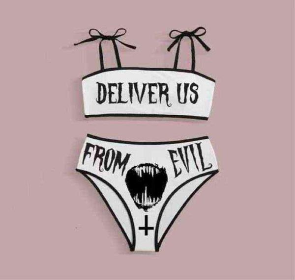 

2022 new funny dark punk style cute bikini split swimsuit woman4186508, White;black