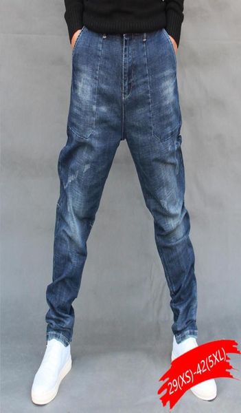 

plus size hip hop harem denim pants mens jeans casual joggers trousers blue jeans male clothes man9115353