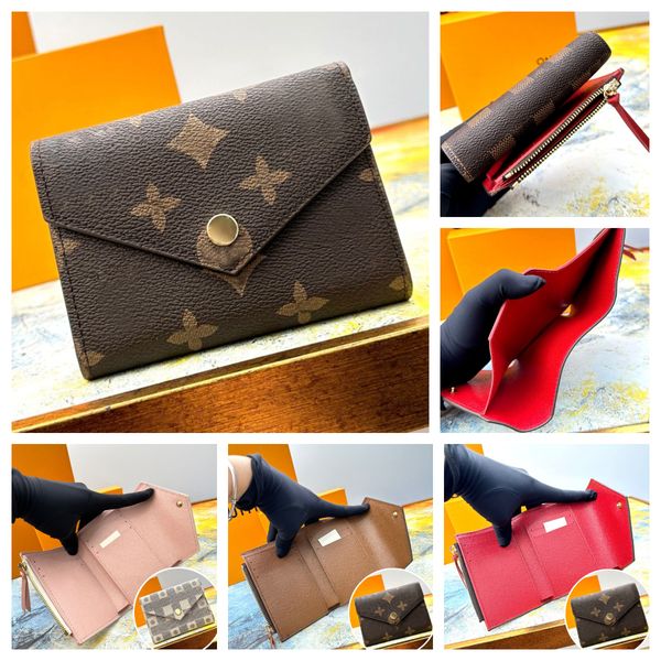 

classic old flower victorine wallet men and women wallets designer cards holder coin purse short folding multi-card plaid envelope wallet ca, Red;black