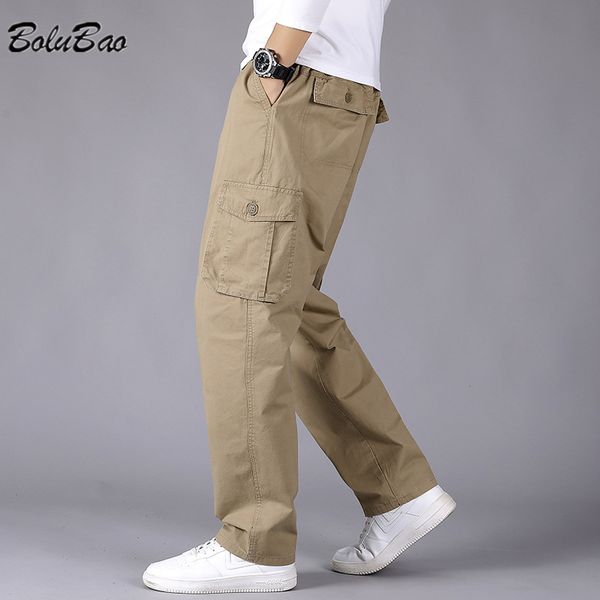 

men's tracksuits bolubao autumn cargo trousers casual fashion straight multipocket pants solid color sports men four seasons 230818, Gray