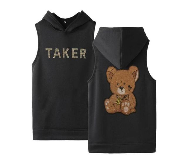 

men039s tank rhine hooded mens oversize brand designer sleeveless vest sweatshirt4805772, White;black