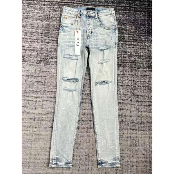 

purple jeans retro pantalones brand denimjeans designer mens black denim tears ripped straight regular washed old long803, Blue
