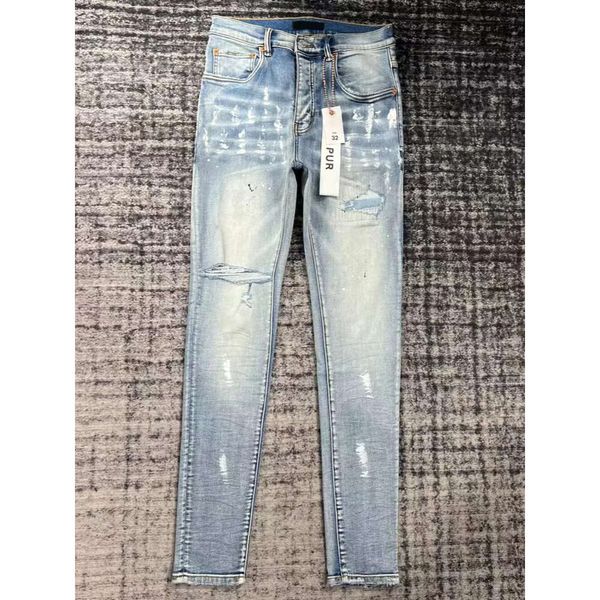 

purple jeans retro pantalones brand denimjeans designer mens black denim tears ripped straight regular washed old long115, Blue
