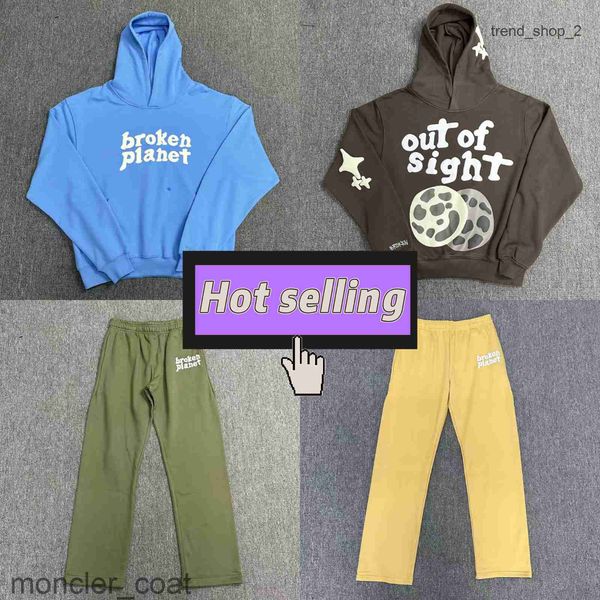 

2023 broken planet hoodie foam letter printed hooded sweater loose casual pants set fashion tracksuit cortiez trend america selling europe s, Black