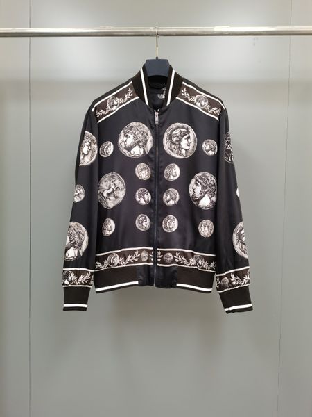 

2023 brand designer jacket fashion roman print style baseball collar jacket us size luxury mens jacket, Black;brown