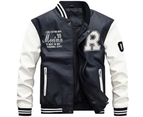 

new leather jacket men casual fleece thicken faux leather coats college baseball moto biker bomber jackets jaqueta de couro mascul5889736, Black;brown