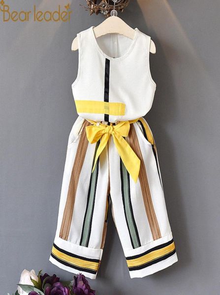 

girls clothing sets summer fashion girls sleeveless splicing design tshirtcasual pants 2pcs girls clothes8057814, White