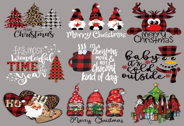 

notions iron on transfer patches for clothing christmas tree snowman heat press decals cute diy stickers for jeans jackets hoodies8660991, Black