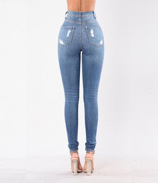 

autumn and winter -border -selling european american wish amazon independent station hole stretch women's j jeans1113913, Blue