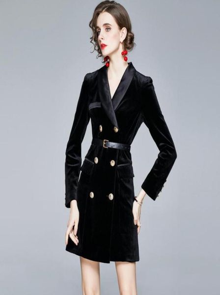 

women039s jackets runway fall winter gold velvet jacket vintage elegant slim female coat outerwear with belt dress vestido5245156, Black;brown