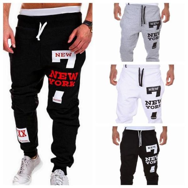 

men sweatpants joggers pant male loose casual cotton hip letter print trousers tracksuit streetwear fitness pants1513560, Black