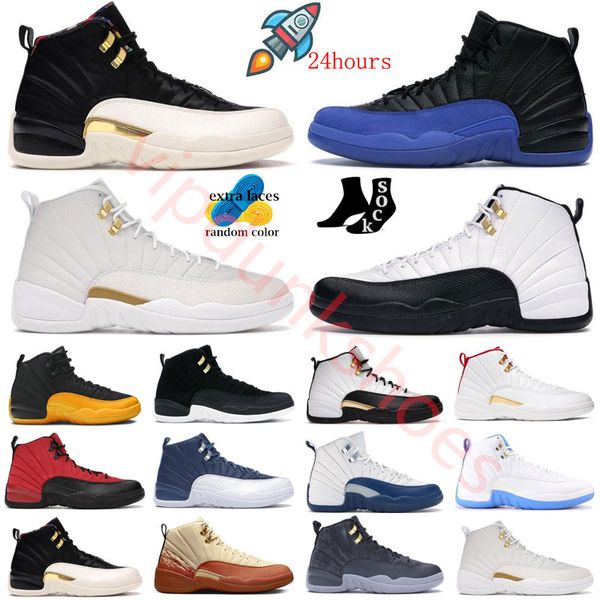 

12s men basketball shoes jumpman 12 cherry black taxi flu game hyper royal royalty nylon michigan french blue stealth indigo twist sneakers