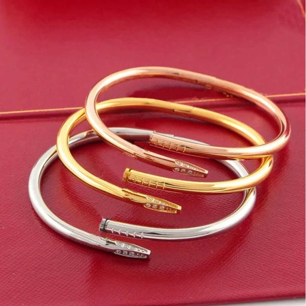 

love gold bracelet nail designer bangles for women mens stainless steel alloy armband pulsera plated silver rose jewelry diamond, Black