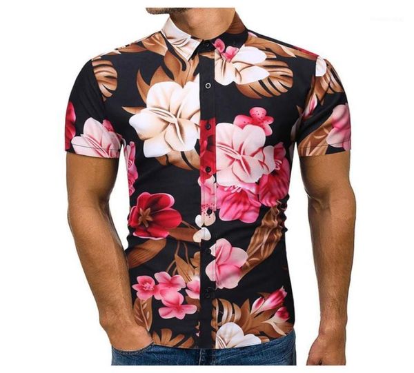 

mens summer beach hawaiian shirt brand short sleeve floral print shirts men casual holiday vacation clothing camisas11155931, White;black