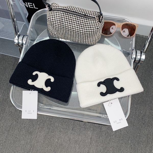 

classic knitted hat beanie cap designer women's rabbit hair hats official website synchronized for men and women, thickened for warmth, Blue;gray