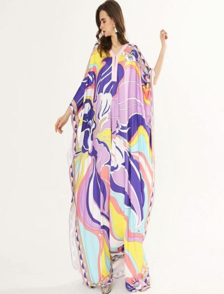 

women039s runway dresses o neck batwing sleeves printed loose design holiday knitted long maxi dresses8396571, Black