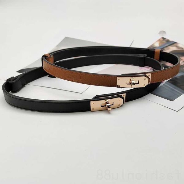 

lady leather ceinture luxury belt for woman designer h mini buckle narrow cinto formal business waist brown belts gold silver color buckle y, Black;green