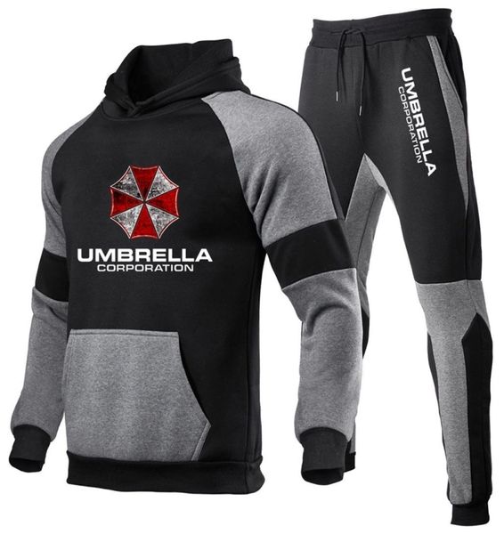 

men039s tracksuits mens umbrella corporation autumn zipper hoodiepants pieces casual ity print tracksuit classic comfrtable sui8136580, Gray