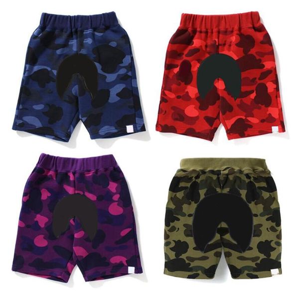 

boys girls shorts summer kids camouflage casual short pants children letters mouth printed loose shorts 6 colors, Black