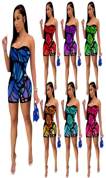 

woman sleeveless short jumpsuit colorfull printed onesies crop short bodysuit casual romper s2xl9074758, Black;white
