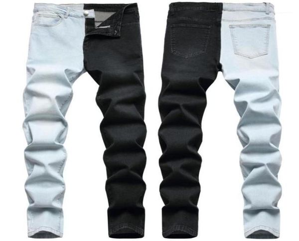 

men039s jeans 2022 fashion stitching twotone elastic01232131412, Blue