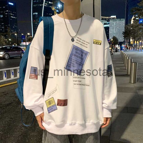 

men's hoodies sweatshirts autumn spring 2023 hoodies sweatshirt men's white loose hip hop punk pullover streetwear casual fashion, Black