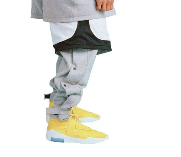 

anklelength loose fit snap sweatpants men hip hop baggy cotton terry pants y190610012710195, Black