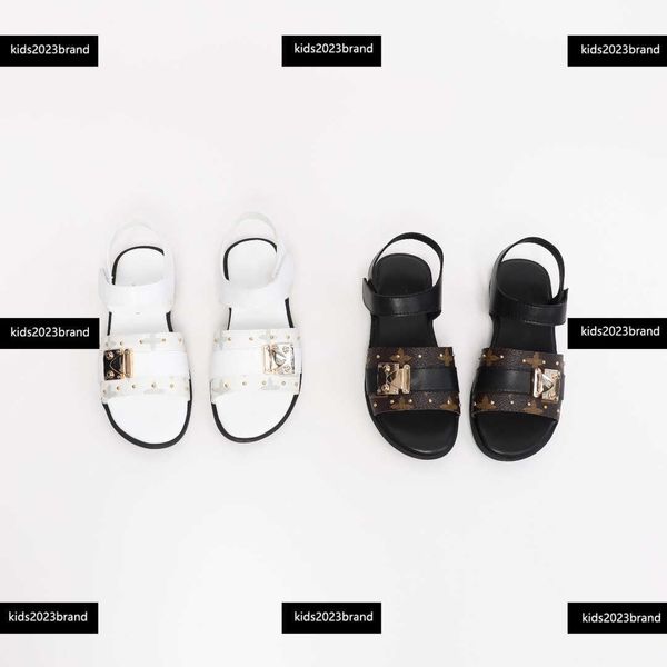 

kids sandals girl slippers child shoes summer shiny metal buckle design cost price box packaging children's size 26-35, Black;red