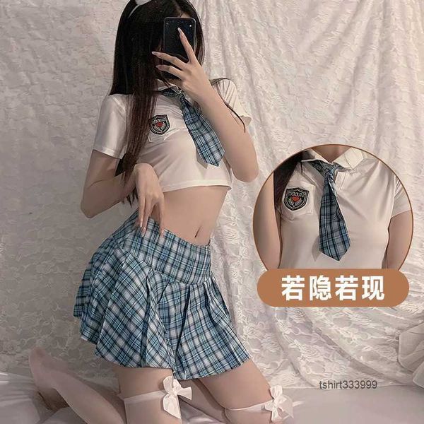 

guiruo new fun lingerie women's uniform temptation passionate pure student costume role playing set 1508, White;black