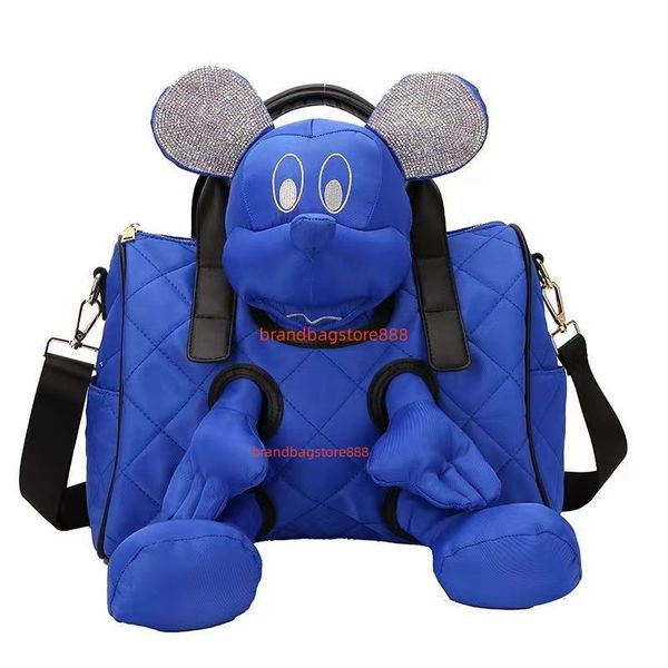 

new super cute cartoon doll handbag nylon diamond lattice large capacity casual fashion shoulder bag crossbody bag
