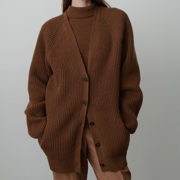 

women's knits tees autumn and winter wool threaded singlebreasted longsleeved loose solid color coat knitted cardigan women 230817, White