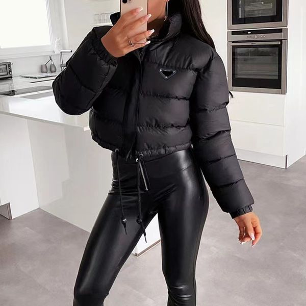 

womens down coats parkas shirts long sleevs jackets designer women down coat slim short jacket zippers coats asian size s-l, Black