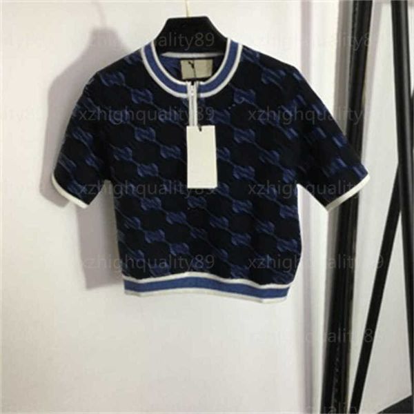 

designers sweaters womens sweater knit woolen knitwear letter half zip short sleeve short wool pullover t shirt knitwears designer sweater, White;black