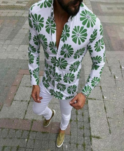 

fashion long sleeve retro floral dresses shirts men039s casual printed color shirt trend blouse5559761, White;black