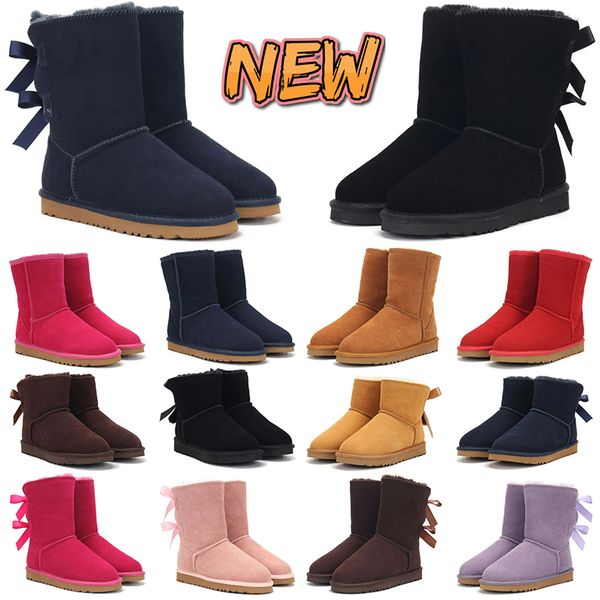 

designer boots women uggity leather boots braid comfy australia booties suede sheepskin short mini bow khaki black white pink navy outdoor s