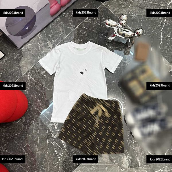 

kids designer clothes child sets baby clothes summer 2pcs alphabet animal print t-shirt and khaki shorts breathability products new listing, White