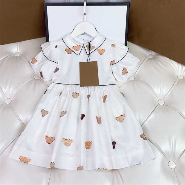

designer baby dress girls fashion cartoon skirt kids luxury white dresses childrens clothing cotton dresses high quality, Red;yellow