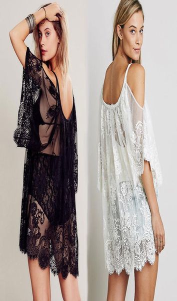 

women beach dress strap sheer floral lace embroidered crochet summer dresses hippie boho dress vestidos beach wear2423342, White;black