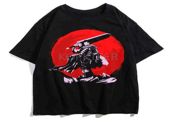 

guts berserk black swordsman guts casca hip hop men short sleeve tshirt harajuku funny cartoon graphic print streetwear tee y1889783, White;black