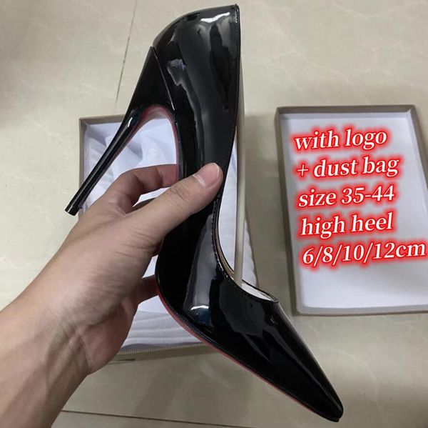 

star style luxury shoes women red shiny bottom pumps brand high heel shoes dress wedding shoes high heel 12cm 35-44size, Black