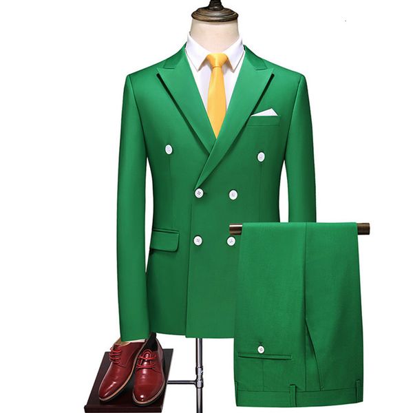 

men's suits blazers fashion summer groom tuxedo double breasted solid color men suit wedding party dressjacketpantstrajes elegante para, White;black
