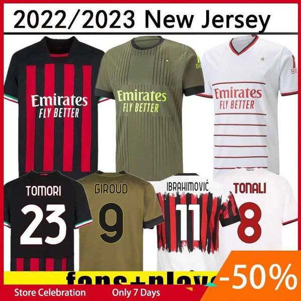 

22 23 ibrahimovic fans player version soccer jerseys 4th giroud jersey paqueta romagnoli brahim 2022 2023 theo milan football shirt hernande, White;black