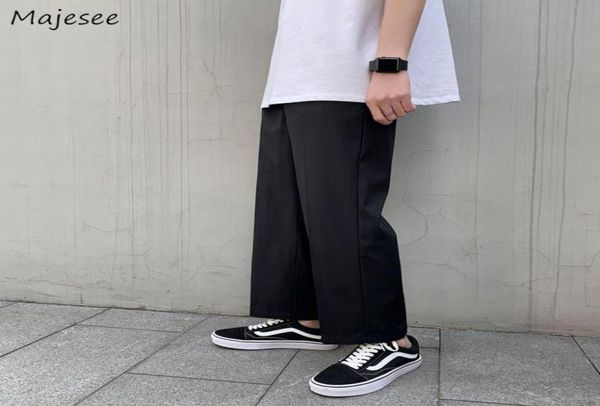 

pants men black anklelength simple summer baggy 2xl allmatch daily retro korean style teens harajuku streetwear wide leg pant9582918