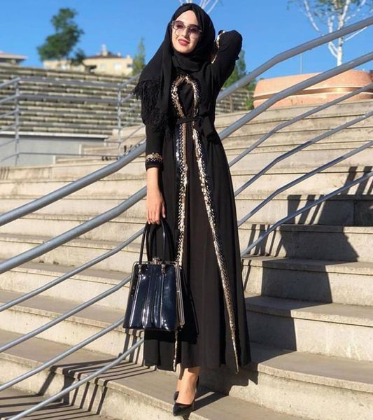 

sequins trim kimono abaya for women 2021 dubai muslim modest eid mubarak moroccan arabic turkish islamic clothing black3173164, Red