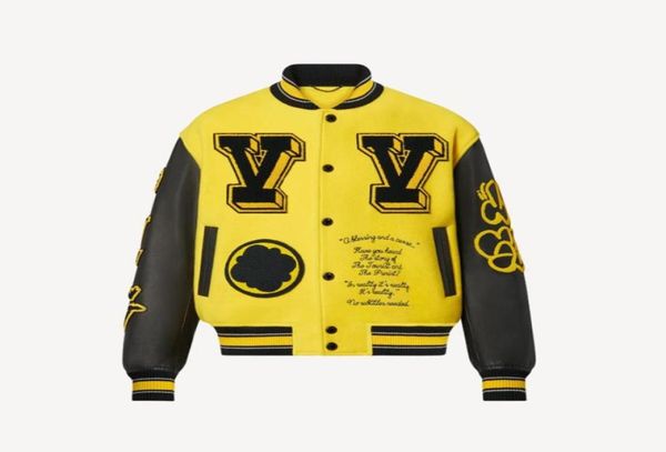 

yellow embroidery baseball jacket man women fashion panelled coat oversize style fzjk01985816697436571, Black;brown
