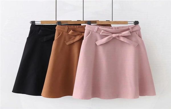 

skirts elegant women skirt high waist pleated knee length vintage a line big bow6020674, Black