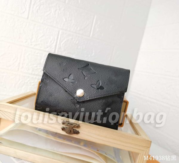 

luxurys designers wallets purse bag fashion short victorine wallet embossed monograms empreinte classic pallas card holder zippy coin purses, Red;black
