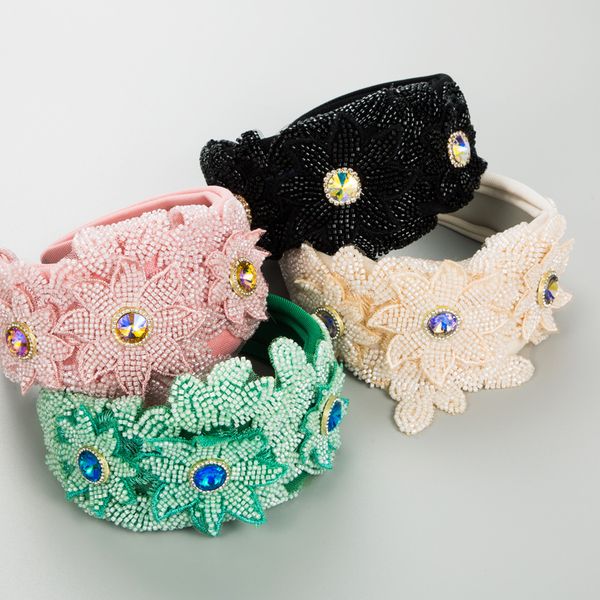 

luxury headband iced out hair hoop head bands for women fg187, Black;brown