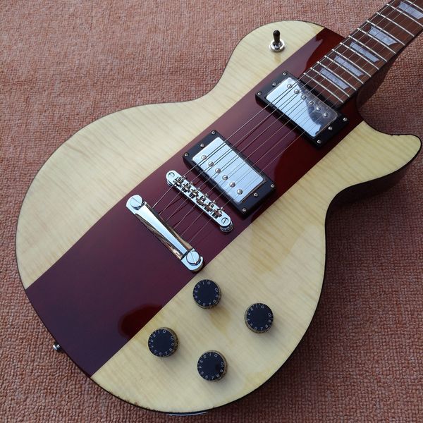 

electric guitar mahogany fingerboard, black binder, chrome hardware, natural color, aaa flame maple ing